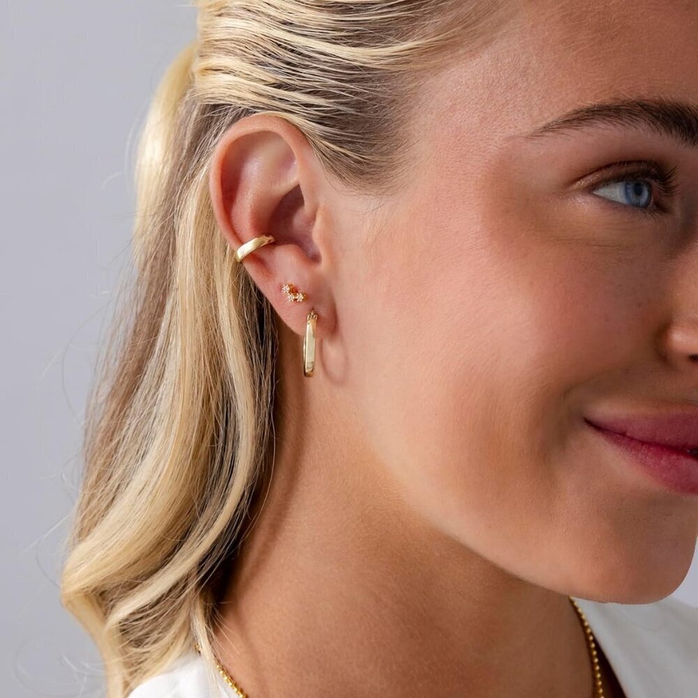 14K Gold Plated Sterling Silver Dainty 4x7mm Cubic Zirconia Mini Stud Earrings f - Picture 4 of 6